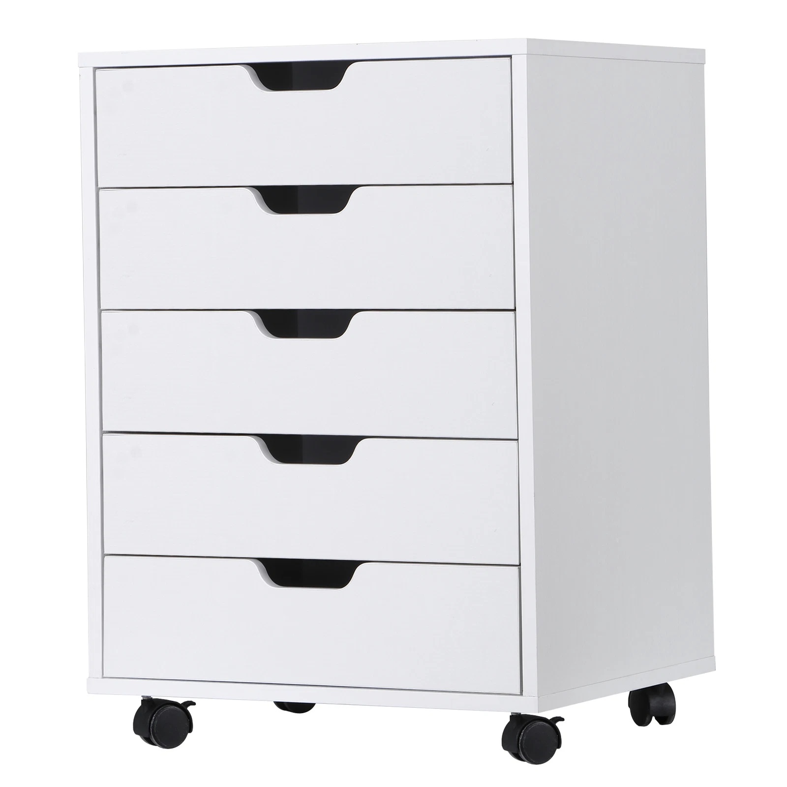 Bedroom Furniture - ตู้ลิ้นชัก 5 ชั้น ตู้ไม้สไตล์โมเดิร์น ตู้เก็บของสำนักงานสำหรับห้องนอน สีขาว