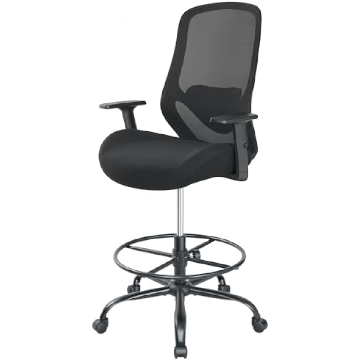 Chairs - เก้าอี้เขียนแบบทรงสูงตามหลักสรีรศาสตร์พร้อมเบาะนั่งเมมโมรี่โฟม พนักพิงตาข่าย ปรับระดับความสูงได้ ที่พักเท้าแบบวงแหวนสำหรับโต๊ะทำงานแบบยืนและสตูดิโอวาดภาพ