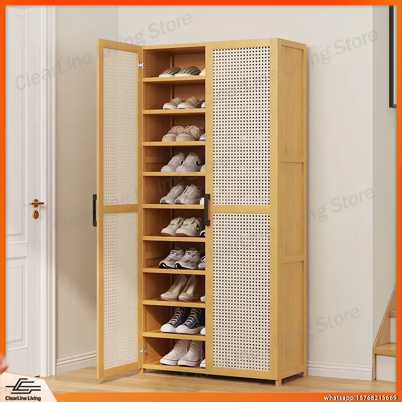Shoe Rack Cabinet Narrow Entryway - ชั้นวางรองเท้าแบบหลายชั้นทันสมัยสำหรับใช้ในบ้าน ความจุขนาดใหญ่ ประหยัดพื้นที่ ป้องกันฝุ่น เหมาะสำหรับทางเข้าบ้านแคบ ตู้เก็บของบริเวณทางเข้า