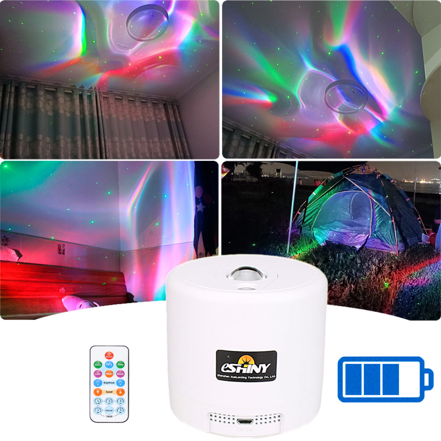 Floating Nightstand With Led Light - โปรเจคเตอร์แสงเลเซอร์ SA204 RGB LED สร้างแสงออโรร่า แสงสีเขียวกลางคืน