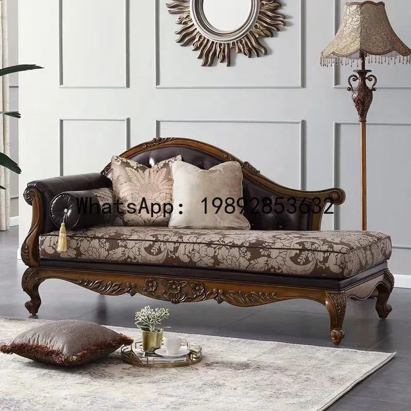 Sofas - โซฟาไม้เนื้อแข็ง H5.15 โซฟาหนังศิลปะ โซฟาผ้าแกะสลักสำหรับสามคน โซฟาห้องนั่งเล่น เก้าอี้พักผ่อน