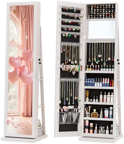 ตู้เก็บเครื่องประดับ 4-in-1 แบ - Full Length Mirror Jewelry Armoire บทวิจารณ์และราคา