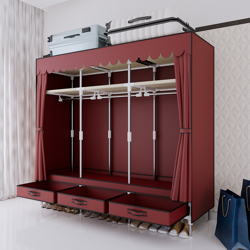ตู้เสื้อผ้าแบบพกพา โครงเหล็ก ผ - Wardrobe Closet Portable Fabric Cover บทวิจารณ์และราคา