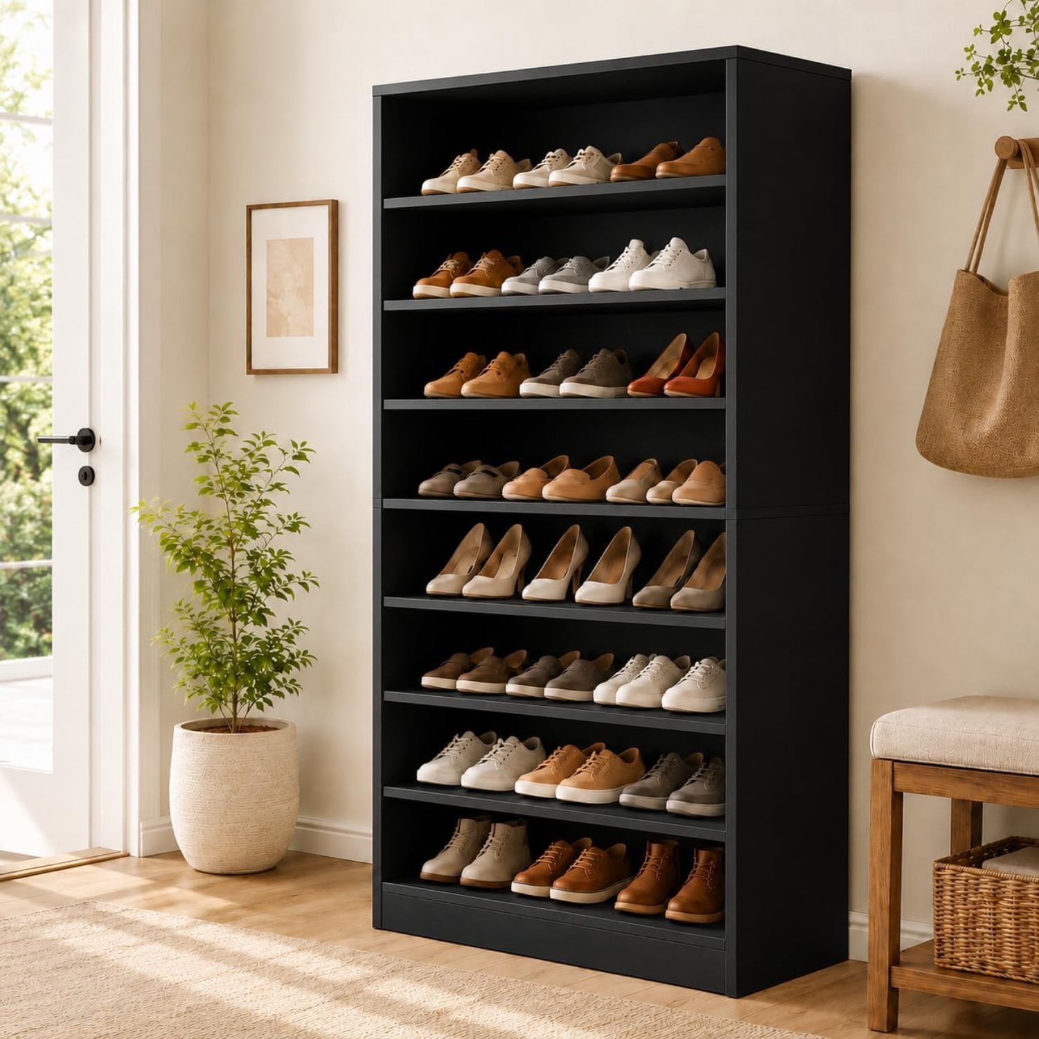 ตู้เก็บรองเท้าทรงสูง 9 ชั้นสำห - Shoe Rack Cabinet Narrow Entryway บทวิจารณ์และราคา