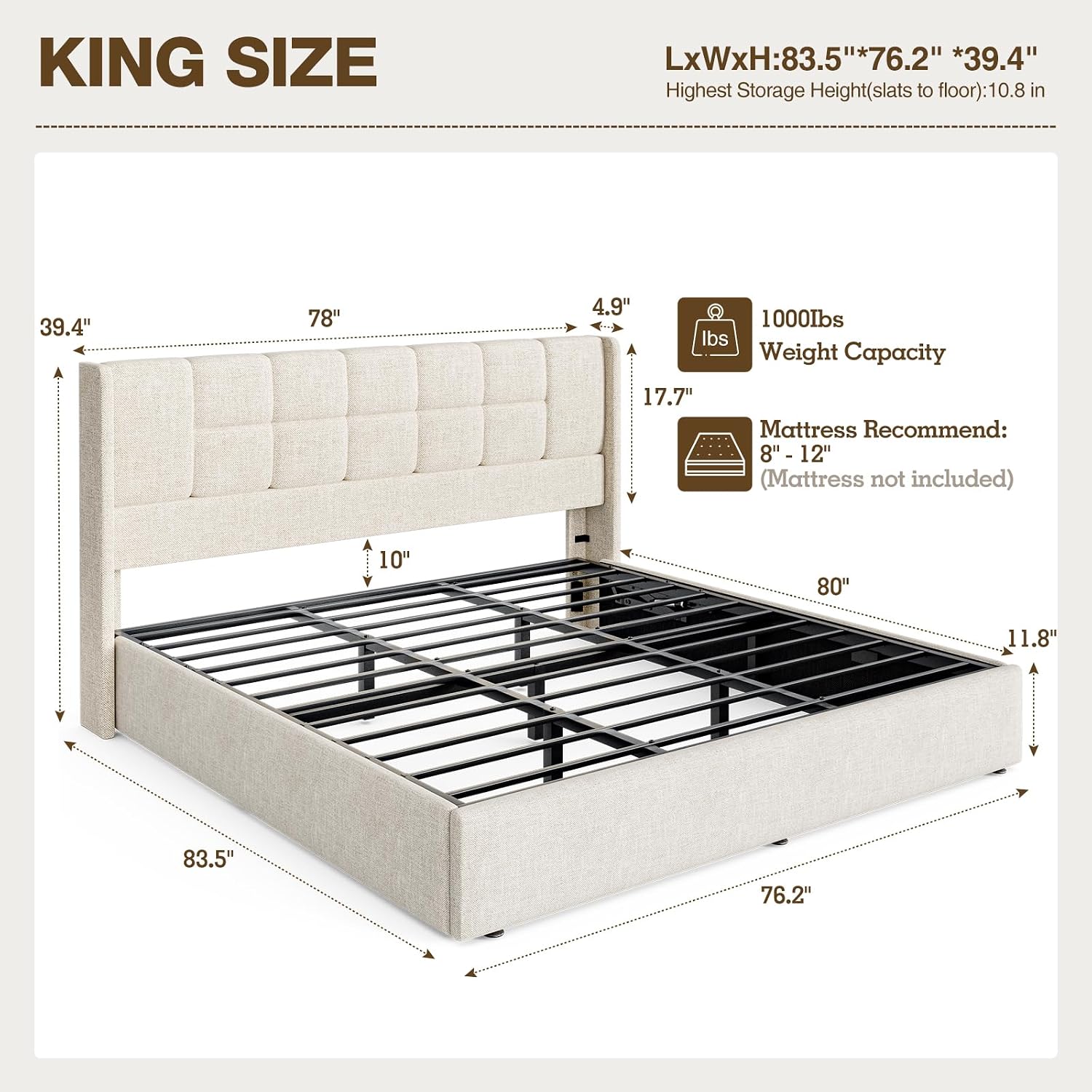 โครงเตียงคิงไซส์ ระบบยกไฮดรอลิ - Gas Lift Storage Bed Hydraulic บทวิจารณ์และราคา