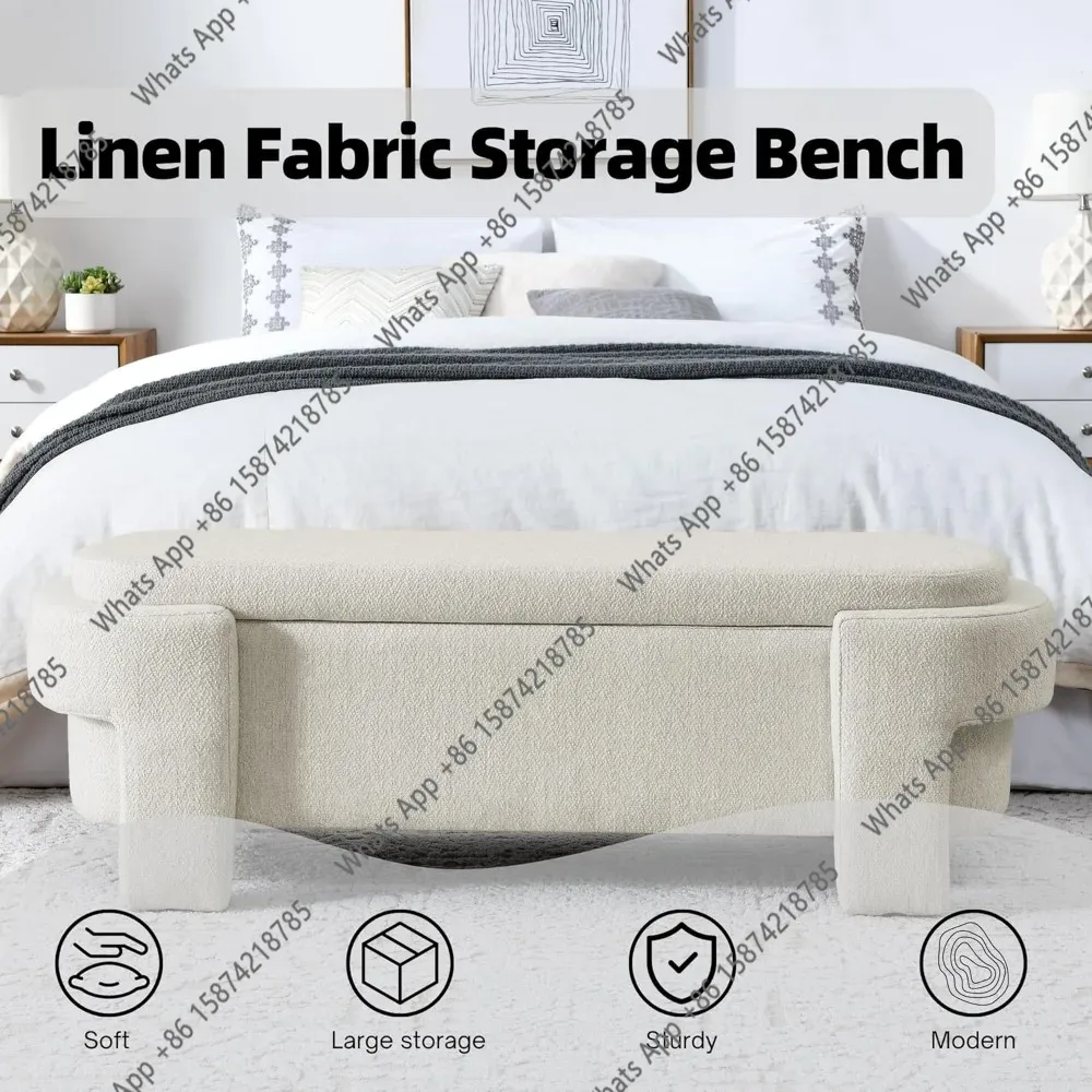 ม้านั่งเก็บของทรงวงรีหุ้มผ้าลิ - Bedroom Furniture บทวิจารณ์และราคา