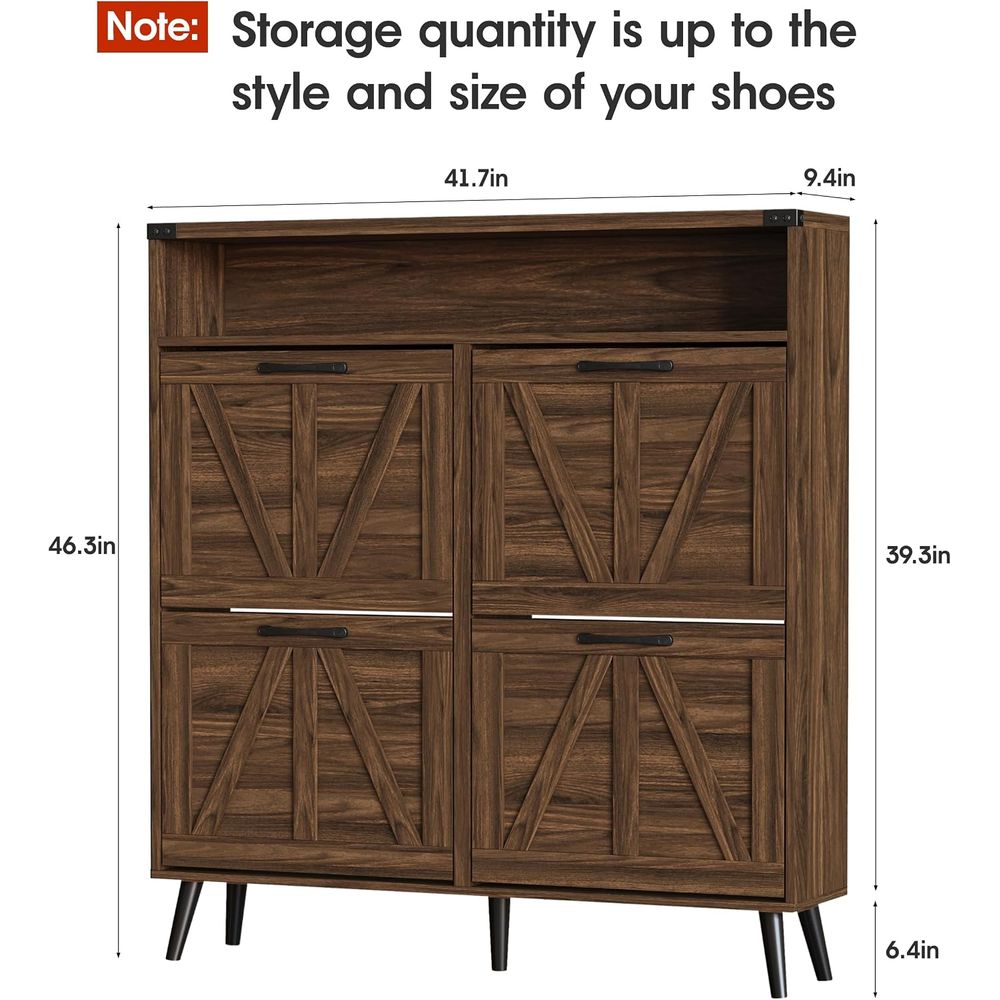 ตู้เก็บรองเท้าแบบมี 4 ชั้น, ตู - Shoe Rack Cabinet Narrow Entryway บทวิจารณ์และราคา