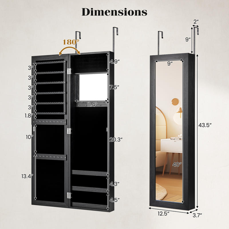 ตู้เก็บเครื่องประดับแบบติดผนัง - Full Length Mirror Jewelry Armoire บทวิจารณ์และราคา