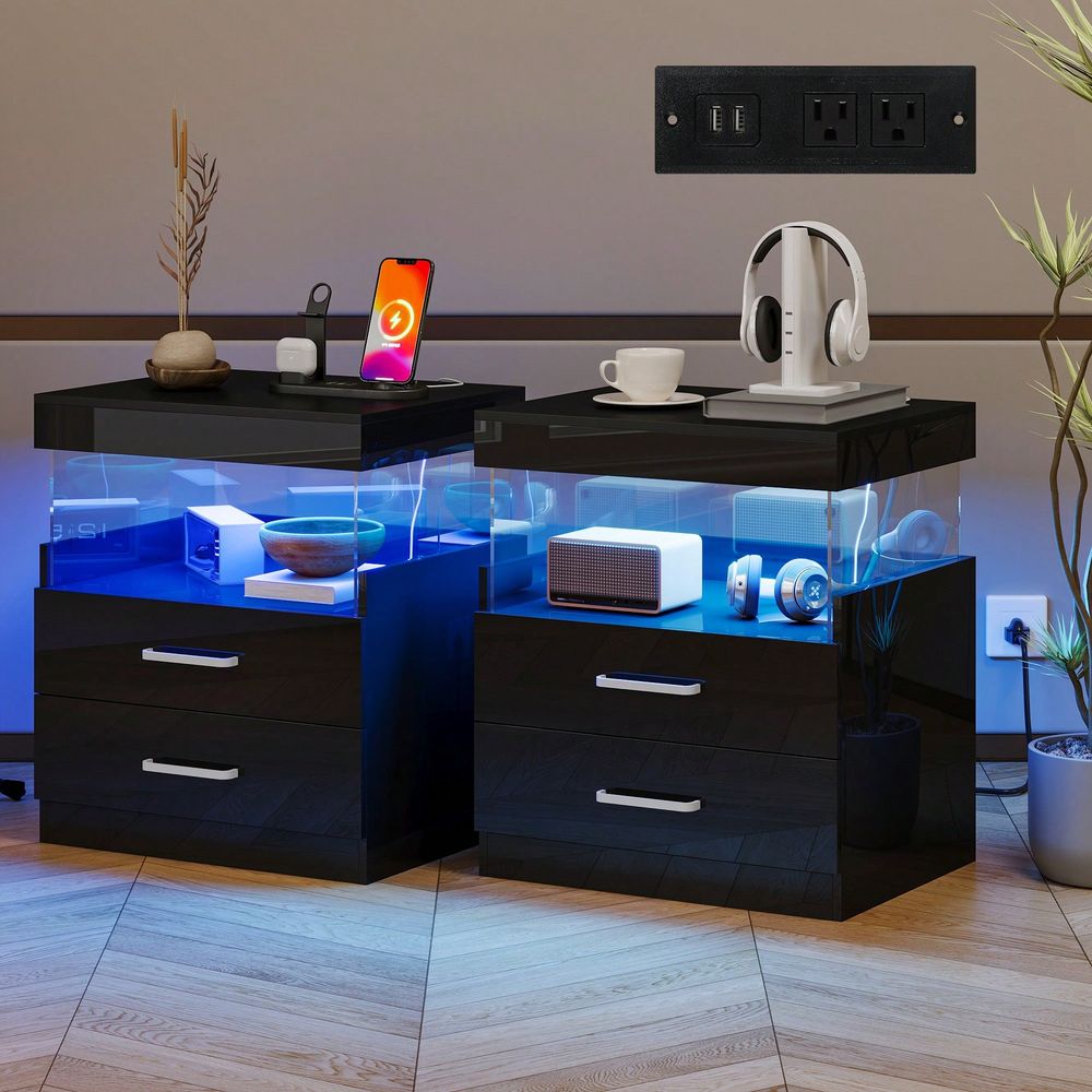 โต๊ะข้างเตียง LED สีดำพร้อมสถา - Floating Nightstand With Led Light บทวิจารณ์และราคา