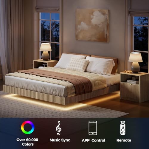 ชุดห้องนอน, เตียงลอยแบบควีนไซส - Floating Nightstand With Led Light บทวิจารณ์และราคา