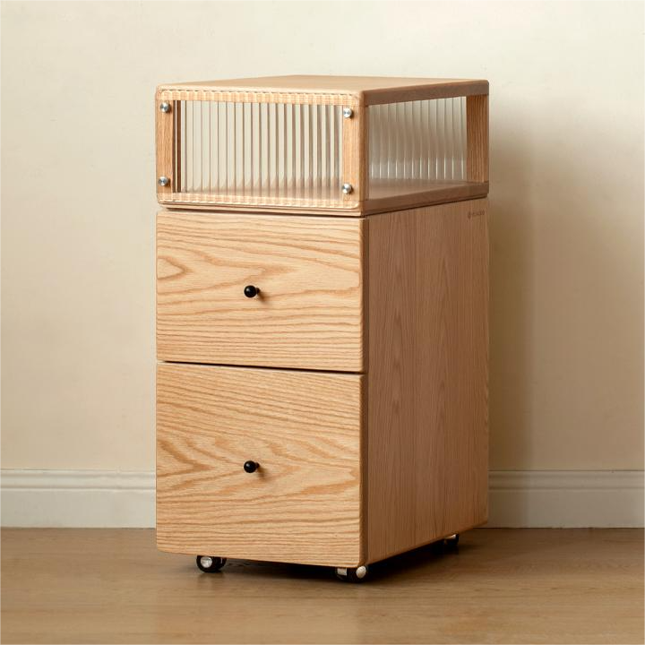 # โต๊ะข้างเตียงไม้โอ๊คแท้สำหรั - Solid Wood Nightstand 2 Drawers บทวิจารณ์และราคา