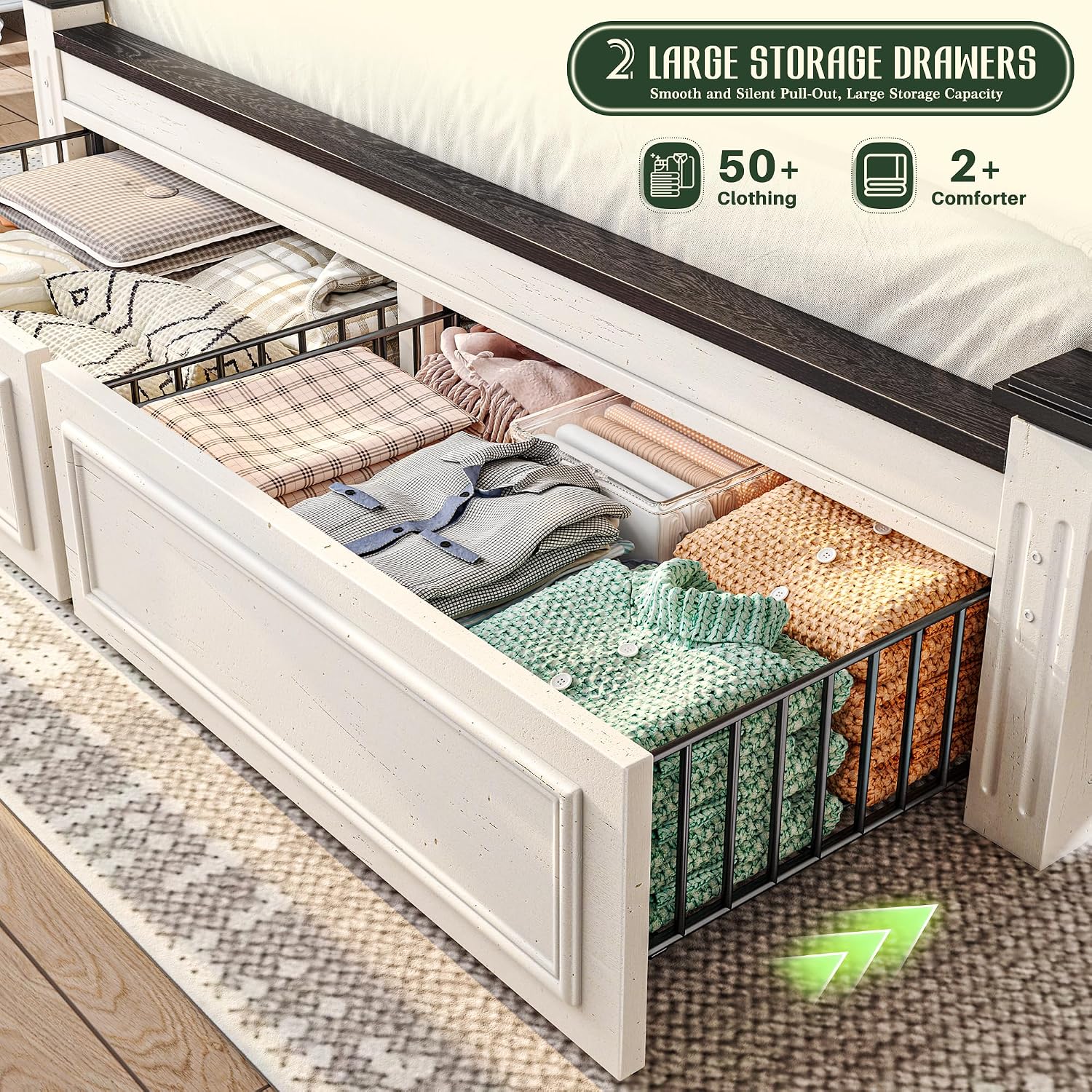 โครงเตียงขนาดคิงไซส์ หัวเตียงส - King Size Bed Frame With Storage Drawers บทวิจารณ์และราคา