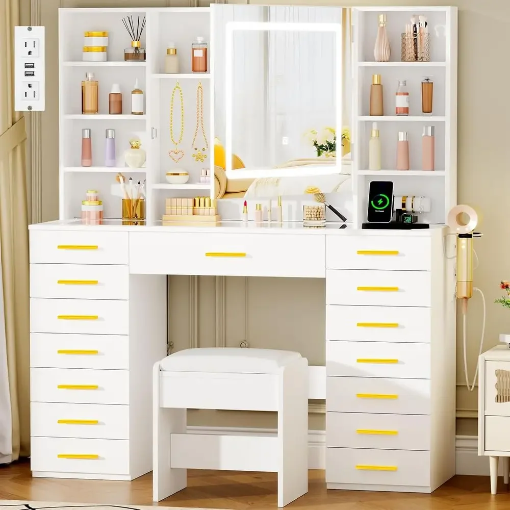 โต๊ะเครื่องแป้งพร้อมกระจกไฟ LE - Dressing Table Vanity With Lighted Mirror บทวิจารณ์และราคา