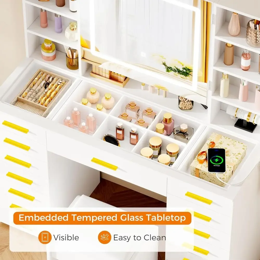 โต๊ะเครื่องแป้งพร้อมกระจกไฟ LE - Dressing Table Vanity With Lighted Mirror บทวิจารณ์และราคา