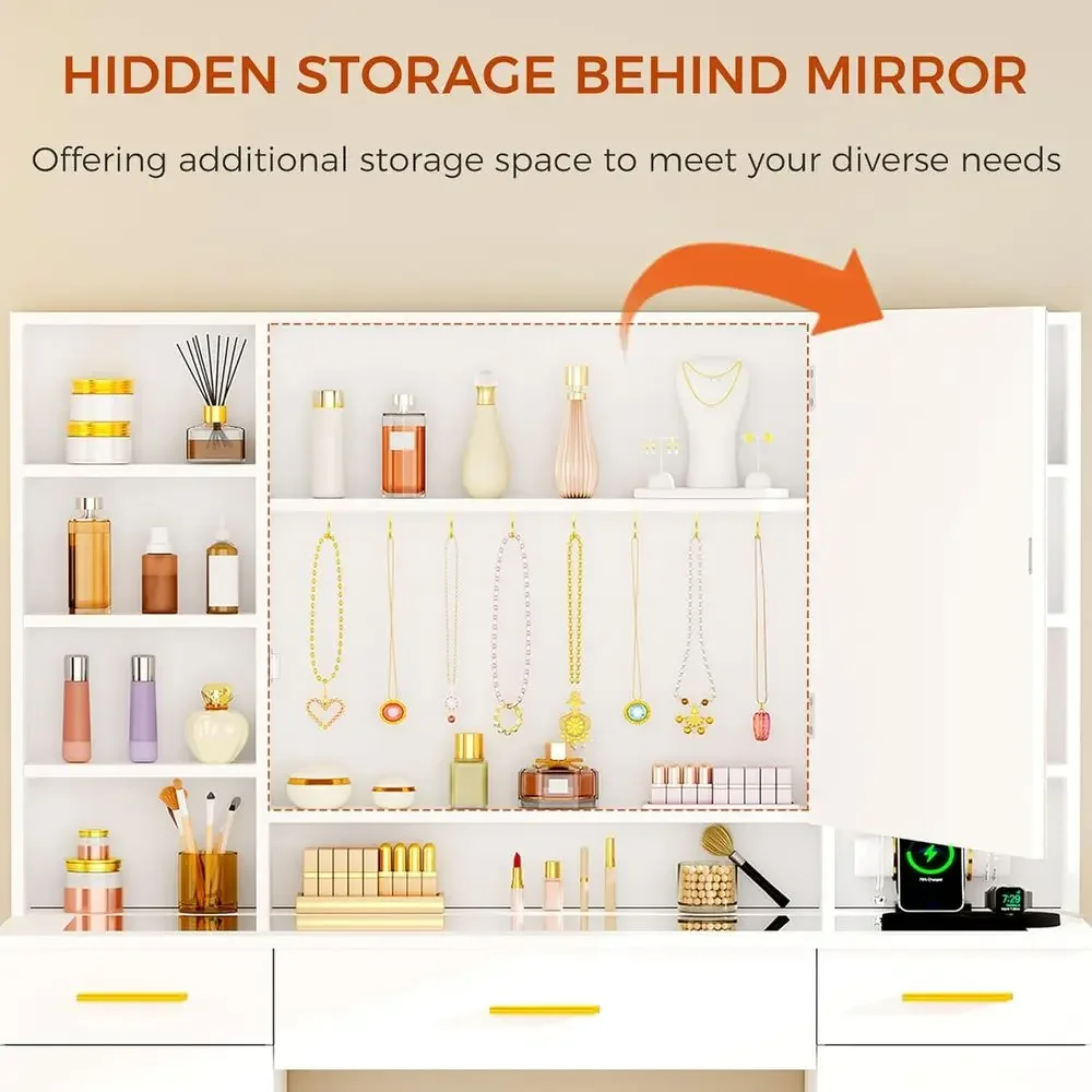 โต๊ะเครื่องแป้งพร้อมกระจกไฟ LE - Dressing Table Vanity With Lighted Mirror บทวิจารณ์และราคา
