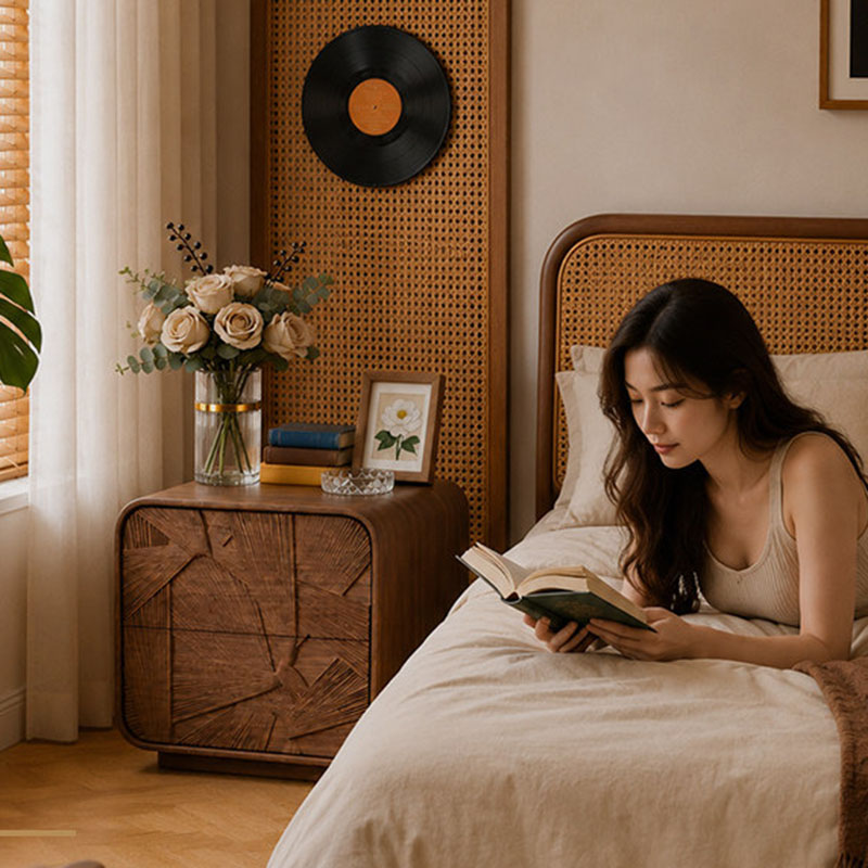 ตู้ลิ้นชักไม้ โต๊ะข้างเตียง ตู - Solid Wood Nightstand 2 Drawers บทวิจารณ์และราคา