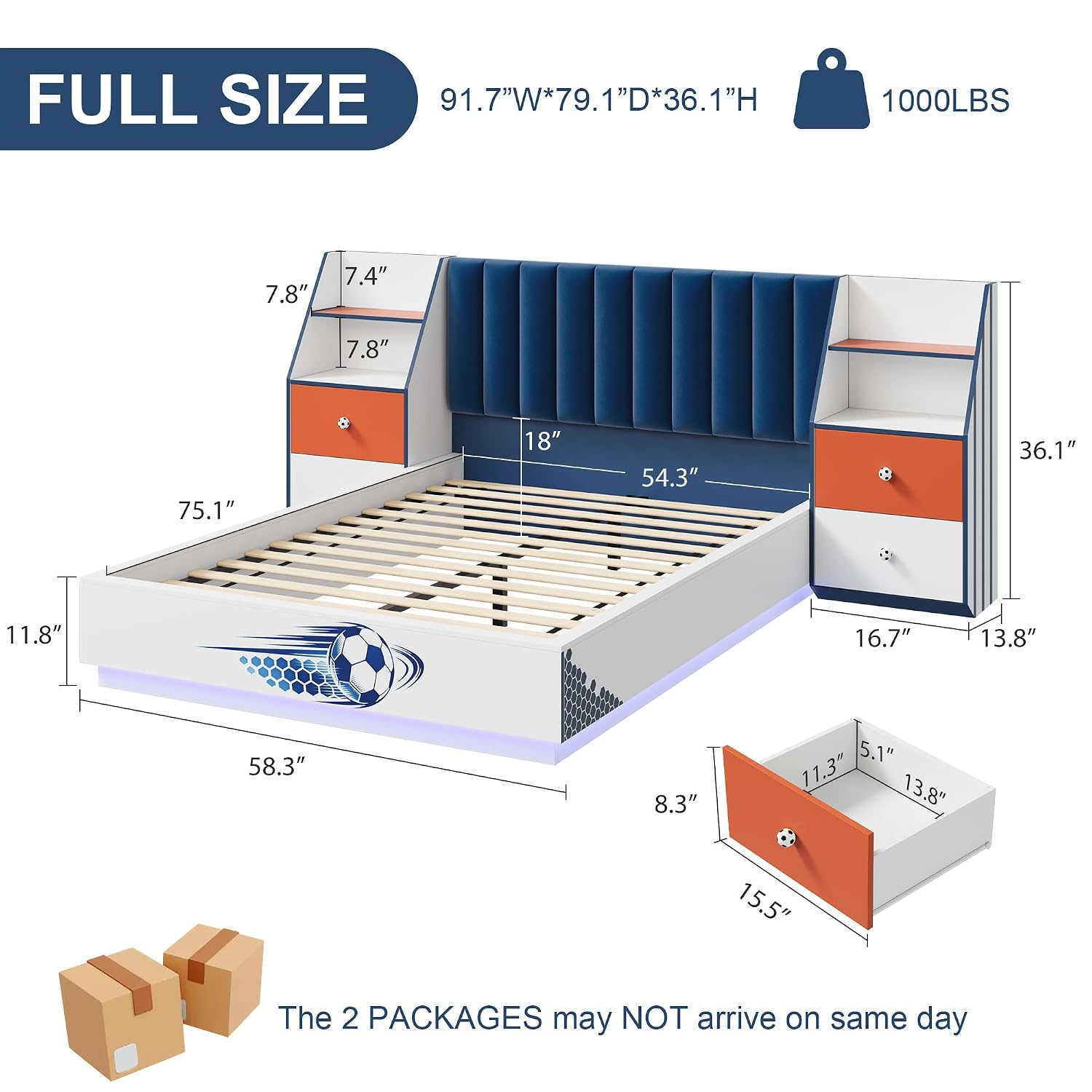เตียงลอยขนาดใหญ่พร้อมหัวเตียงก - Floating Nightstand With Led Light บทวิจารณ์และราคา