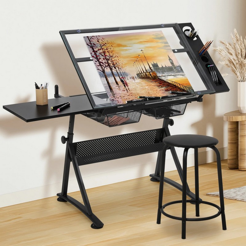 โต๊ะวาดภาพกระจกนิรภัยพร้อมแผงข - Tables บทวิจารณ์และราคา