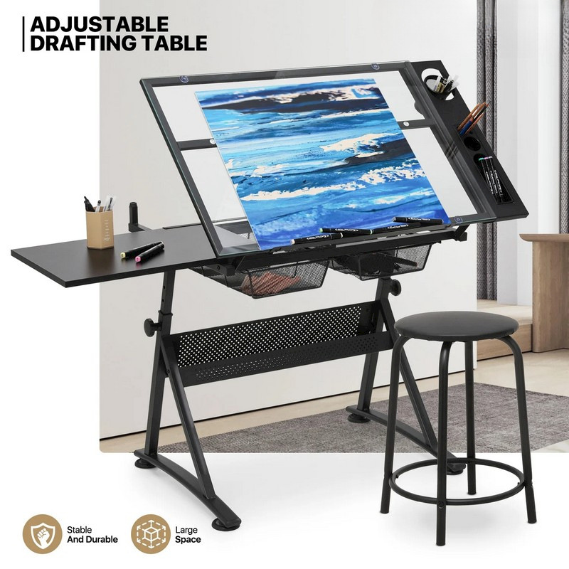 โต๊ะวาดภาพกระจกนิรภัยพร้อมแผงข - Tables บทวิจารณ์และราคา