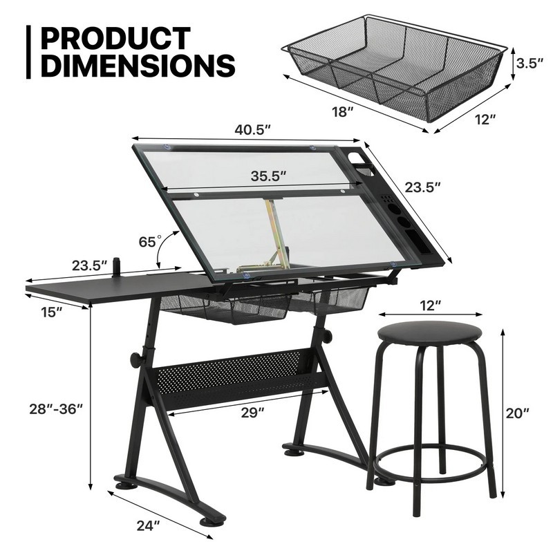 โต๊ะวาดภาพกระจกนิรภัยพร้อมแผงข - Tables บทวิจารณ์และราคา