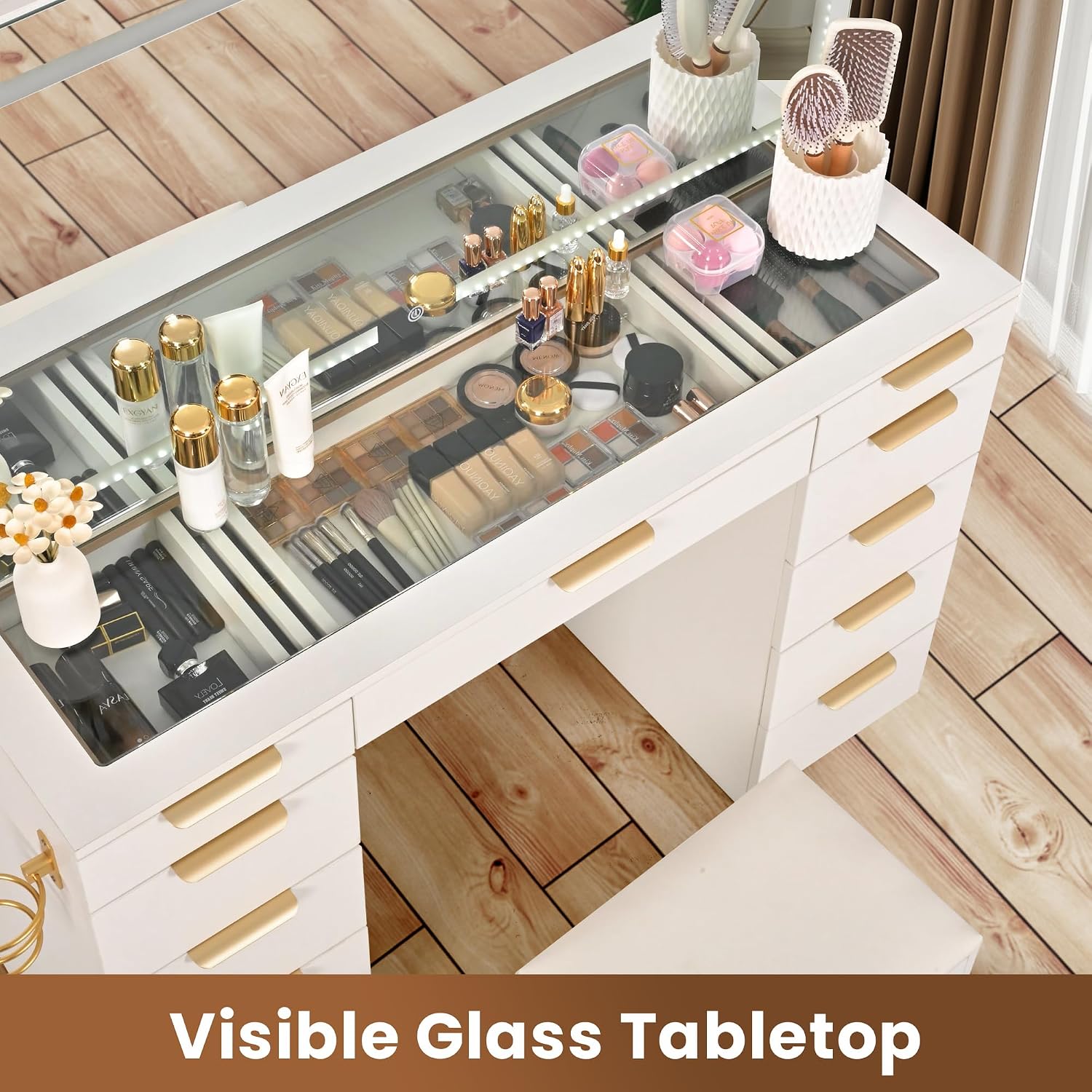 โต๊ะเครื่องแป้งกระจกพร้อมกระจก - Dressing Table Vanity With Lighted Mirror บทวิจารณ์และราคา
