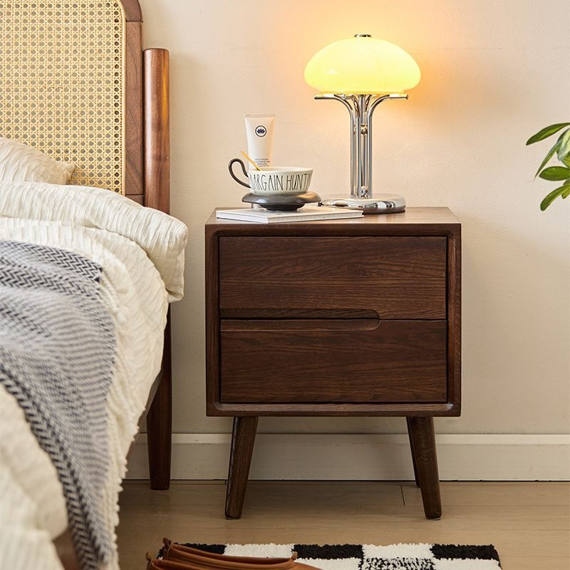 โต๊ะข้างเตียงไม้วินเทจโต๊ะข้าง - Solid Wood Nightstand 2 Drawers บทวิจารณ์และราคา