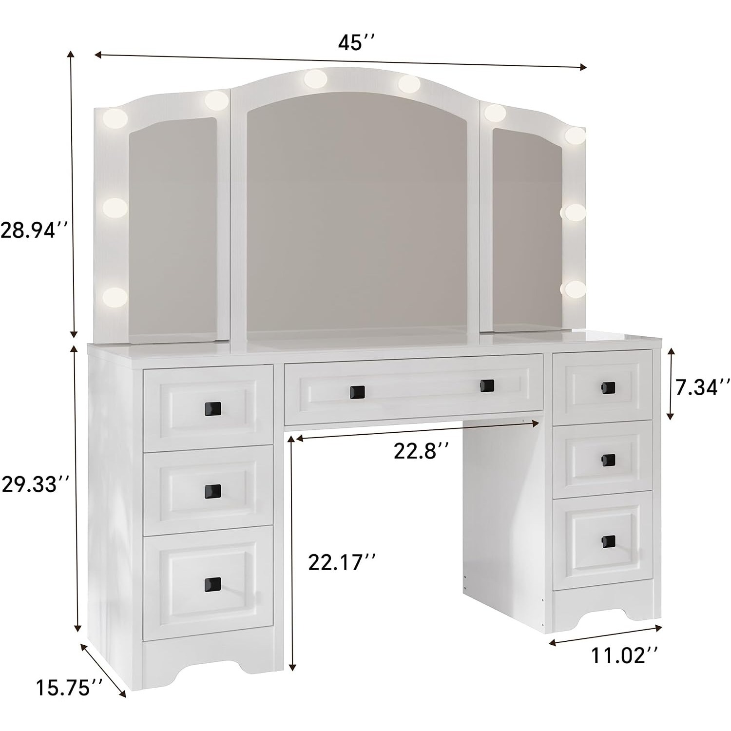 โต๊ะเครื่องแป้งพร้อมไฟ, กระจกส - Dressing Table Vanity With Lighted Mirror บทวิจารณ์และราคา