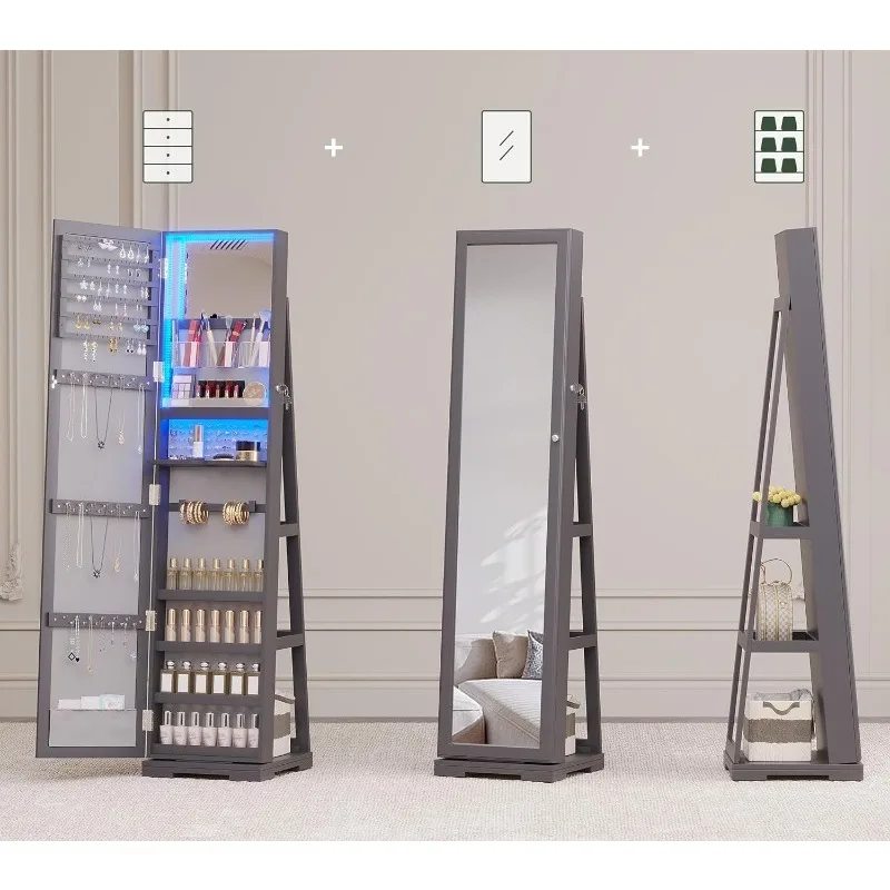ตู้เก็บเครื่องประดับ LED พร้อม - Full Length Mirror Jewelry Armoire บทวิจารณ์และราคา