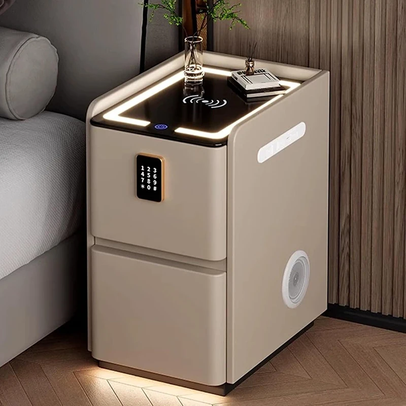 โต๊ะข้างเตียงพร้อมพอร์ต USB ไฟ - Solid Wood Nightstand 2 Drawers บทวิจารณ์และราคา