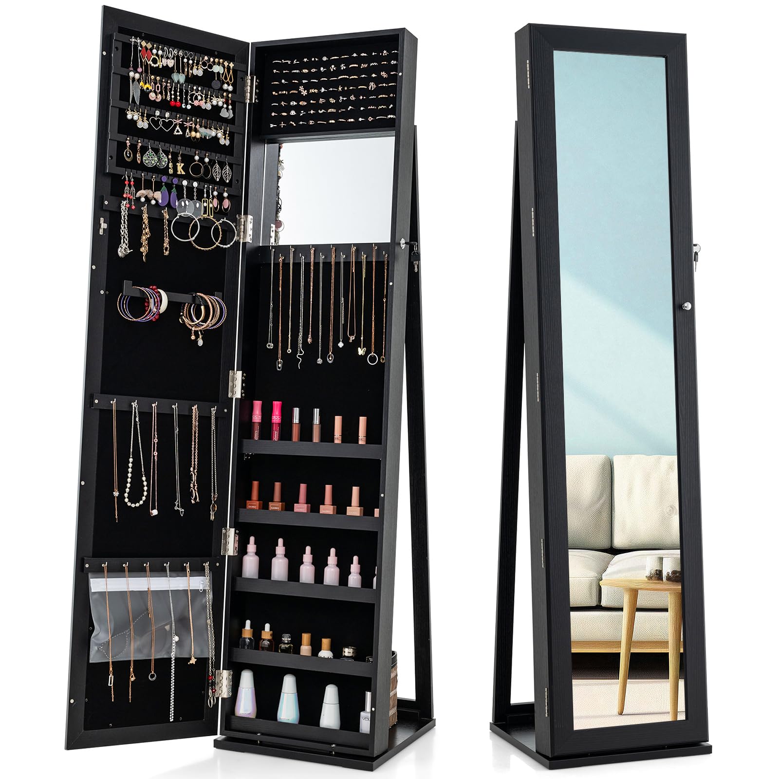ตู้เก็บเครื่องประดับพร้อมกระจก - Full Length Mirror Jewelry Armoire บทวิจารณ์และราคา