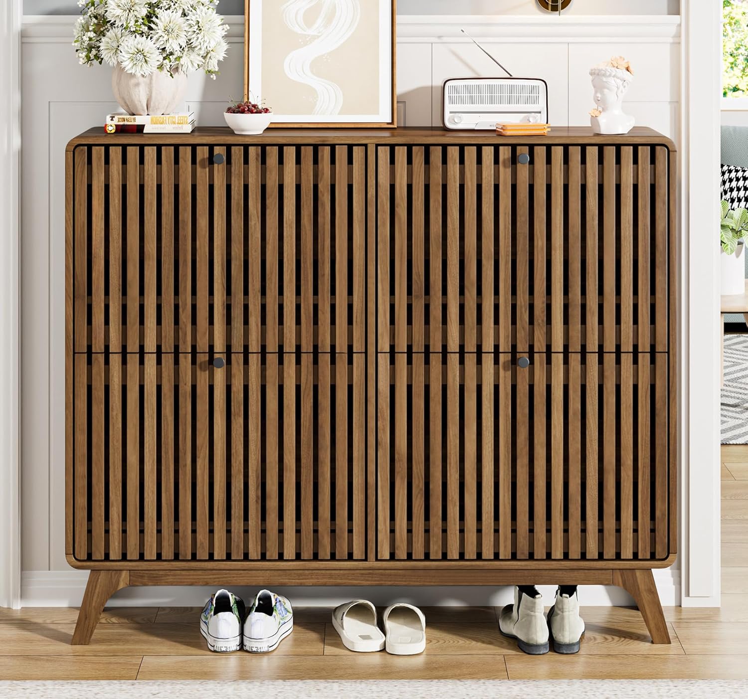 # ตู้เก็บรองเท้าไม้ไผ่ขนาดใหญ่ - Shoe Rack Cabinet Narrow Entryway บทวิจารณ์และราคา