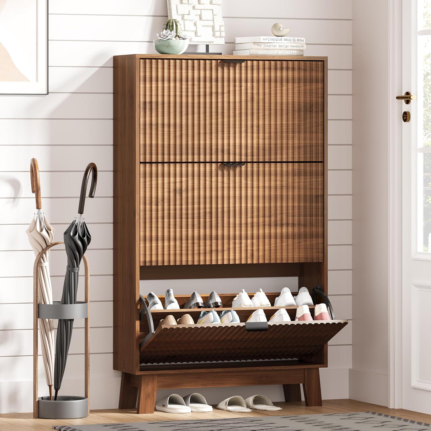 ตู้เก็บรองเท้าทางเข้าบ้าน 3 ลิ - Shoe Rack Cabinet Narrow Entryway บทวิจารณ์และราคา